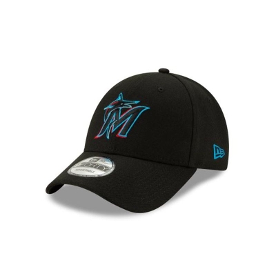 Black Miami Marlins Hat - New Era MLB 2019 The League 9FORTY Adjustable Caps USA4271839